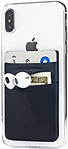 2Pack Adhesive Cell Phone Pocket,Credit Card Holder for Back of Phone,Stick on Card Wallet[Double Secure] with 3M Sticker for iPhone,Android and All Smartphones (Black Double Pocket)