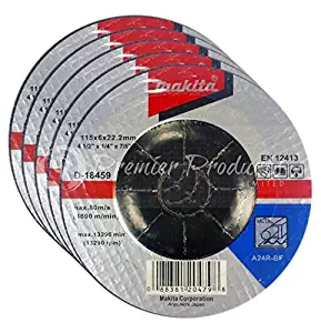 Makita 5 Pack - 4.5" Grinding Wheel For Grinders - Aggressive Grinding For Metal - 4-1/2 x 1/4 x 7/8-Inch
