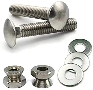 Stainless Steel Sign Mounting Hardware Carriage Bolt with Security Nuts Kit 5/16"-18 x 2" for U Channel Post - 48 Pieces