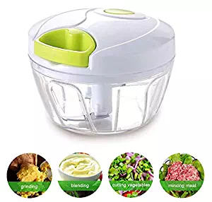 Manual Food Chopper Processor for Onion Garlic Lettuce Tomato, Hand Pulled Vegetable Cutter Mincer Slicer for Easy Preparation | Kitchen Use Mixer Blender Dicer Spices Nuts by Leafeezi