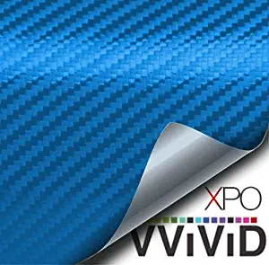 VViViD XPO Electric Blue 3D Carbon Fiber Vinyl Wrap Roll with Air Release Technology (1ft x 5ft)