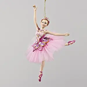 Kurt Adler 6.75" Pink and Purple Sugar Plum Floral Ballerina Christmas Ornament