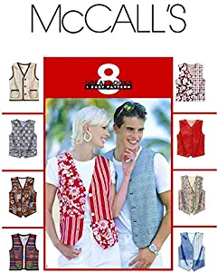McCalls Sewing Pattern 8285 Mens Lined Vests 8 Styles, MED (Size 34, 36)