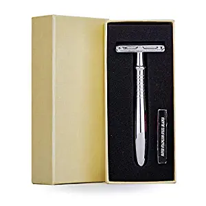 PYDDIN Long Handle Double Edge Safety Razor, Old Fashioned Razors for Men with Gift Case and 5 Replacement Razor Blades