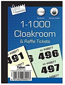 The Home Fusion Company 1000 Cloakroom Draw Raffle Tombola Numbered Tickets Book Fetes School Office