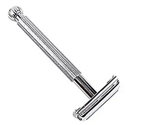 Parker 29L Long Handle Unisex Double Edge Safety Razor (Chrome) and 5 Parker Premium Platinum Blades