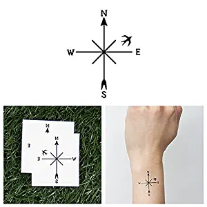 Tattify Bird Compass Temporary Tattoo - Guidance (Set of 2) - Other Styles Available - Fashionable Temporary Tattoos