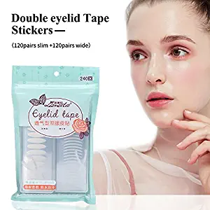 240 Pairs Invisible Double Eyelid Tape Stickers, Instant Eyelid Lift Sticker Without Surgery,Medical Grade Eyelid Sticker Tapes, Perfect For Hooded, Droopy, Uneven, Small, Mono-Eyelids