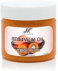 100% Natural RED Palm Oil by Velona | All Natural Clear Carrier Oil for Face, Hair, Body & Skin Care and Cooking | Unrefined, Cold Pressed, Extra Virgin | in jar | Size: 2 OZ