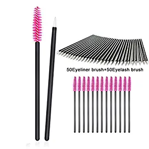 100 Pieces Disposable Eyebrow Eyelash Mascara Brush Lip Brush Eyeliner Brush Makeup Brush Tester Tool Kit Cosmetic Applicator Mascara Wands Set by Lemoncy (100pc)