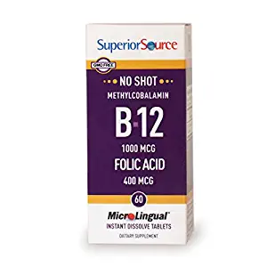 Superior Source No Shot Methylcobalamin B12 with Folic Acid Multivitamin, 60 Count