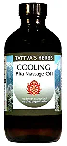 Pitta Balancing Massage Oil - Non GMO - Cooling and Soothing, Removing Tension, Irritation - Combines Cyperus, Rosa Centifolia, Geranium, Anantmul, Nutmeg and Palmarosa - 8 oz. from Tattva's