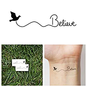 Tattify Believe Bird Temporary Tattoo - Fly (Set of 2)