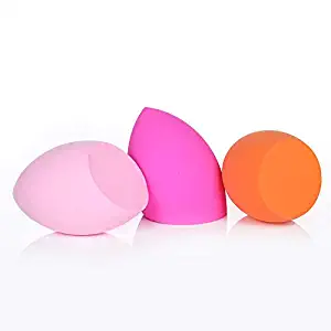 Makeup sponge, latex-free makeup sponge 3, 3 different colors and different shapes, water drops, pumpkin, bevel, available Ai Lulu(green).