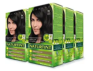 Naturtint Permanent Hair Color 1N Ebony Black (Pack of 6), Ammonia Free, Vegan, Cruelty Free, up to 100% Gray Coverage, Long Lasting Results