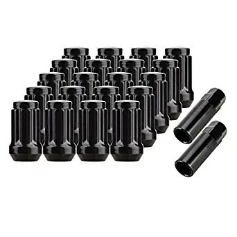 Orion Motor Tech 20-Piece M12x1.5 Lug Nuts Black with Spline Tuner, 1.4 inches Length with Cone Seat, Compatible with Honda Acura Aftermarket Wheels