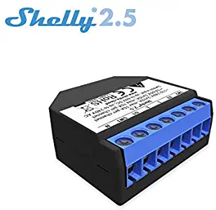 Shelly 2.5 Double Relay Switch and Roller Shutter WiFi Open Source Wireless Home Automation Dual Power Metering iOS Android Application (1 Pack)