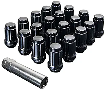 UPGR8 S-Series 20 Pieces Steel Closed Ended Wheel Lug Nuts with Key (M12 X 1.5MM, Black)