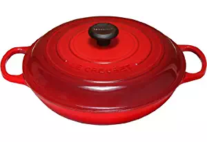 Le Creuset LS2532-3067 Signature Enameled Cast-Iron 3 1/2 Quart Round Braiser, Cerise (Cherry Red)