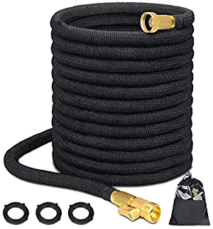 Garen hose Expandable Garden hose Water hose Flexible hose with 3/4 Solid Brass Fittings 3 Layers Flex Strong Latex Durable 3750D Strength Fabric with Storage Bag (25 FT HOSE ONLY)