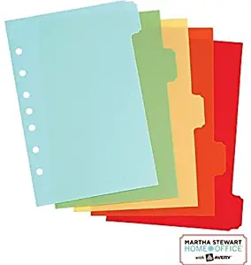 Martha Stewart Home Office w/Avery 5-Tab Small-Format Plastic Dividers, Assorted, Classic, 5-1/2" x 8-1/2"