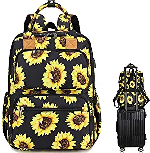 School Backpack Sunflower College Laptop Backpacks with USB Charging Port 15.6 Inch Computer Bookbag for Women Girls (Sunflower)