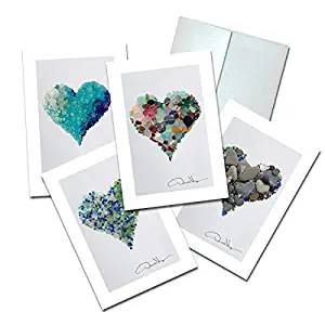 Donald Verger Photography Fine Art Note Cards. Elegant Sea Glass Hearts. 3.5x5. Set of 8 Best Quality, Blank Folded Cards with Matching Envelopes. Unique as Thank You Notes, Invitations & Gifts.