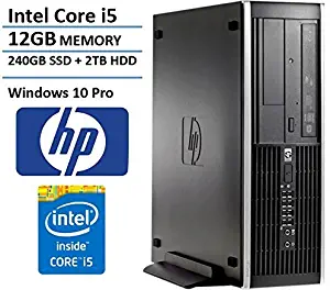 HP Elite Pro Small Form Factor Slim Business Desktop Computer, Intel Quad-Core i5-2400 up to 3.4GHz, 12GB RAM, 2TB HDD + 240GB SSD, DVD, Windows 10 Professional (Renewed)