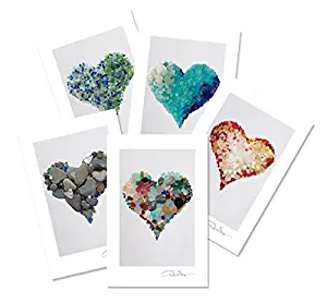 Sea Glass Hearts Postcard Variety Pack. Number 1 in the Series. 4x6, 2 of Each. Best for Birthday Cards, Thank You Notes & Invitations. Unique Christmas & Valentines Day Gifts